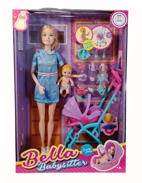 Lalka w ciąży z wózkiem z bujaną gondolą - tantis.pl