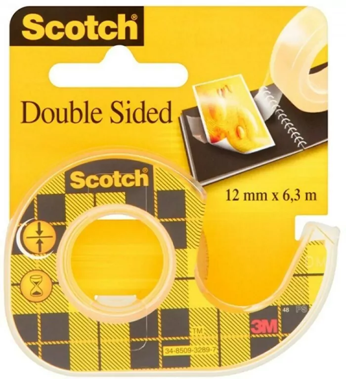 Taśma biurowa dwustronna z dyspenserem 12mmx6,3m - tantis.pl