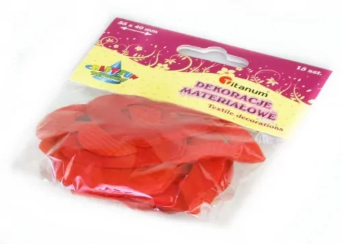 Dekoracje materiałowe serca czerwone 55x40mm 15szt - tantis.pl