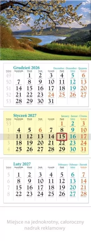Kalendarz 2027 trójdzielny Pogórze - tantis.pl