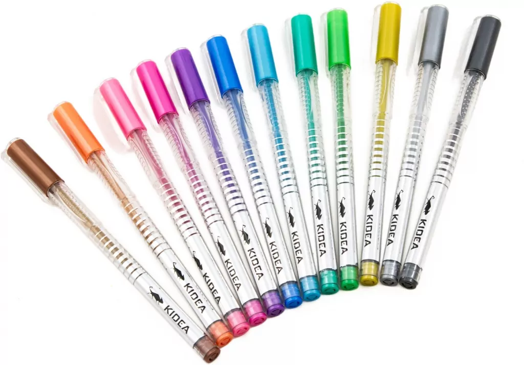 Długopisy żelowe metaliczne 12 kolorów KIDEA - tantis.pl