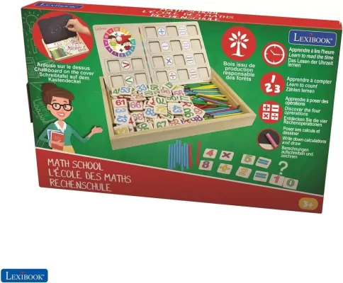 Pudełko drewniane z tablicą do nauki matematyki Lexibook EDU200
