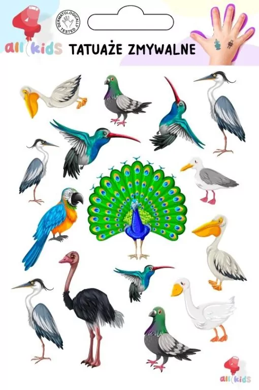 Tatuaże zmywalne dla dzieci Ptaki - tantis.pl