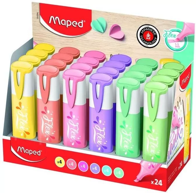 Zakreślacz Flex pastel mix, 24 sztuki - tantis.pl