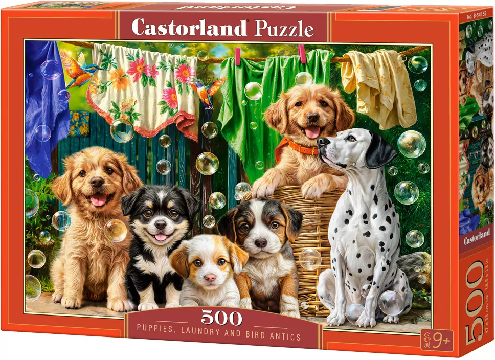 Puzzle 500 Puppies, Laundry and Bird Antics CASTOR - tantis.pl