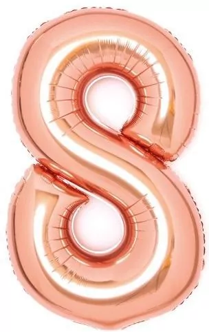 Balon foliowy cyfra 8 różowe złoto 49x66cm - tantis.pl