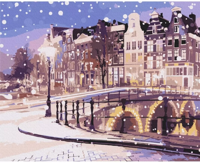 Malowanie po numerach BRUSHME 40x50cm Bajkowy Amsterdam zimą - tantis.pl