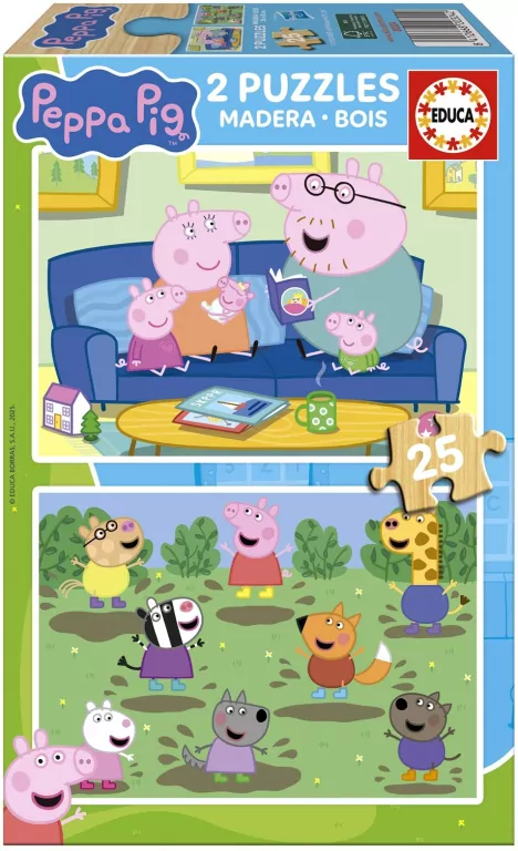Puzzle 2x25 Świnka Peppa (drewniane) - tantis.pl
