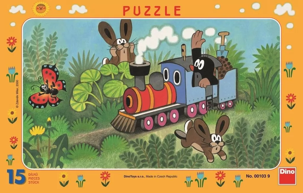 Puzzle 15 Ramkowe Krecik i ciuchcia DINO - tantis.pl