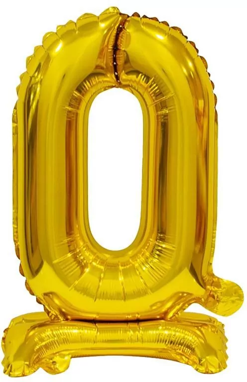 Balon foliowy B&C Cyfra stojaca "0" złota 38cm - tantis.pl