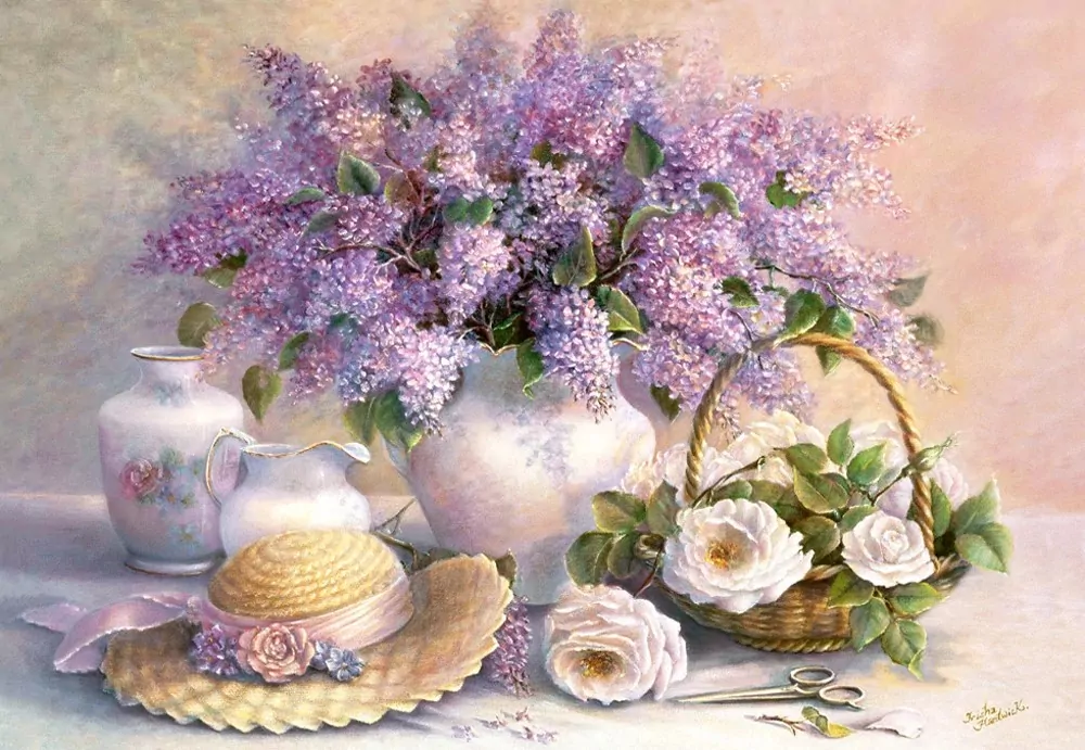 Puzzle 1000. Kwiaty i kapelusz - tantis.pl