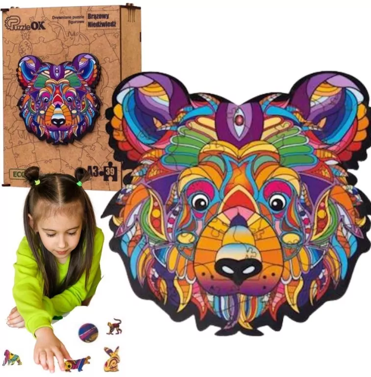 Puzzle drewniane eko 39. Brązowy niedźwiedź - tantis.pl
