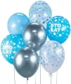 Bukiet balonowy. Beauty&Charm. Srebrno-niebieski STO LAT, 7 szt. 30 cm - tantis.pl