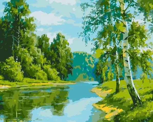 Malowanie po numerach - Brzozowa krawędź 40x50cm - tantis.pl