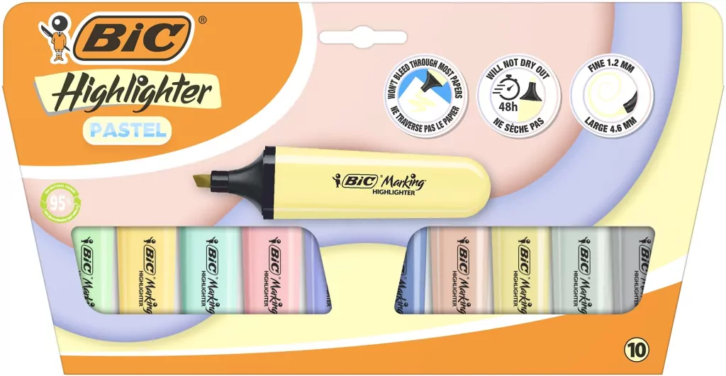 Zakreślacz Flat Pastel mix 10szt BIC - tantis.pl