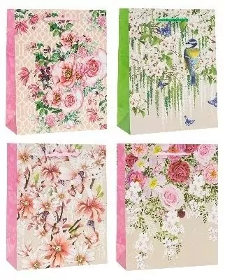 Torebka z brokatem Kwiaty 31x40x12cm mix ROZETTE - tantis.pl