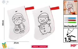 Skarpeta BN do malowania + flamastry Mikołaj