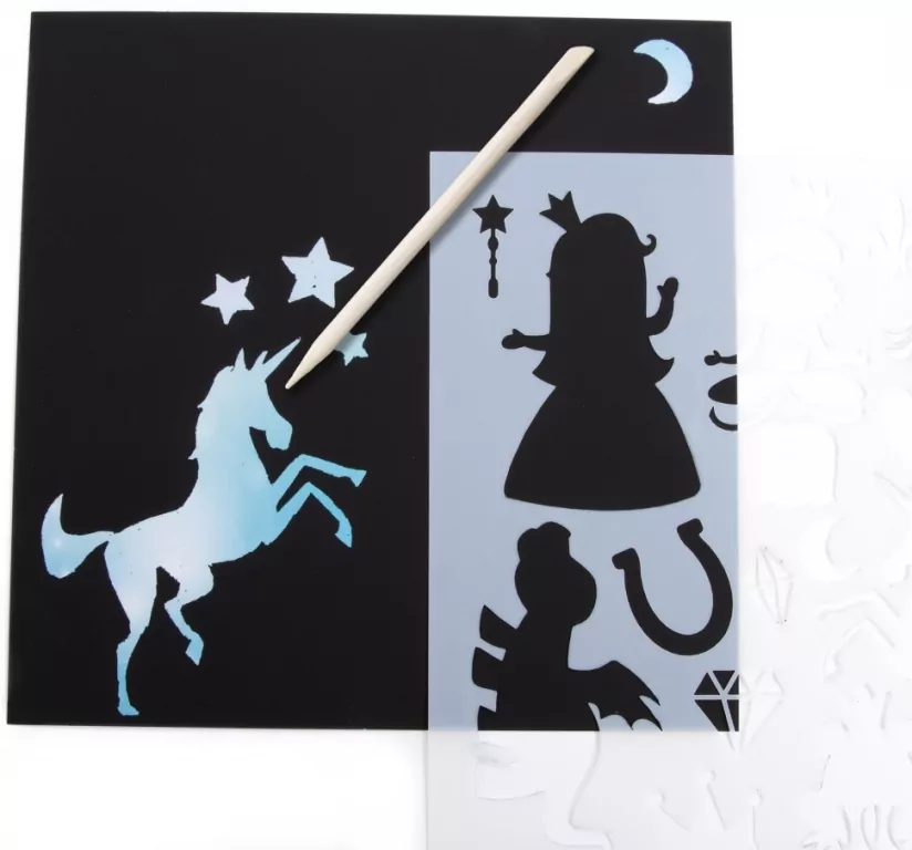 Kreatywne wydrapywanki z szablonami C Kidea - tantis.pl