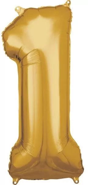 Balon foliowy cyfra 1 złota 38x86cm - tantis.pl