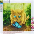 Diamentowa mozaika 5D - Cat&Butterfly 30x30 80884 - tantis.pl
