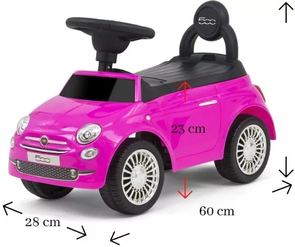 Jeździk Pojazd Fiat 500 różowy Milly Mally - tantis.pl