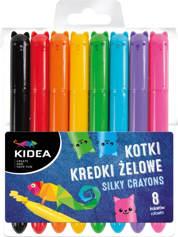 Kredki żelowe Kotki 8 kolorów KIDEA - tantis.pl