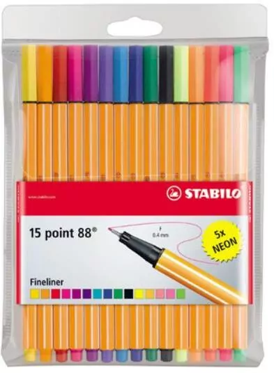 Cienkopis Point 10+5 kolorów neon w etui STABILO - tantis.pl