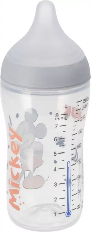 NUK. Perfect Match. Butelka z silikonowym smoczkiem. 260 ml. Miki Mouse - tantis.pl