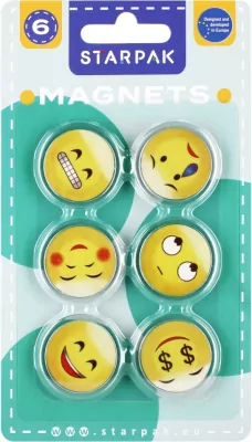 Magnesy emotikony 33mm 6 sztuk