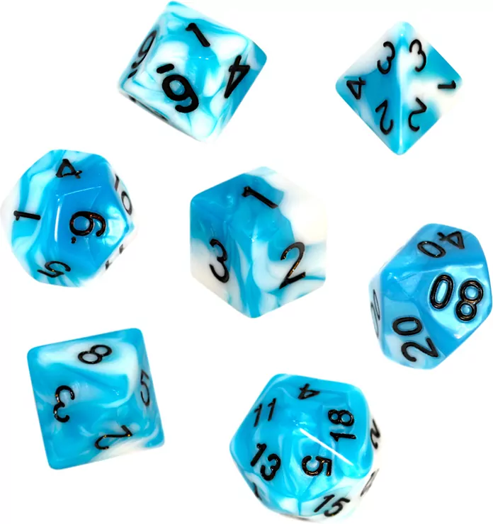 Komplet kości REBEL RPG - Dwukolorowe - Błękitno-białe - tantis.pl