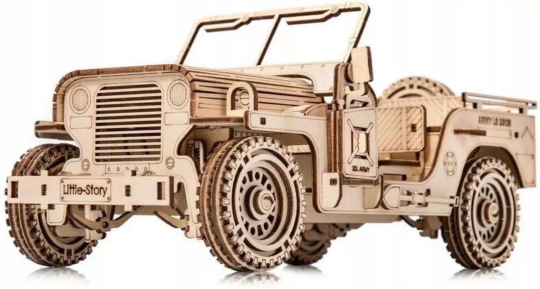 Puzzle Drewniane 3D - Pojazd Wojskowy Jeep - tantis.pl
