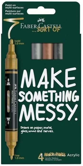 Markery akrylowe metaliczne 4kol. FABER CASTELL - tantis.pl