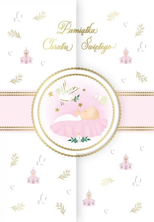 Karnet A5 koperta Chrzest różowy - tantis.pl