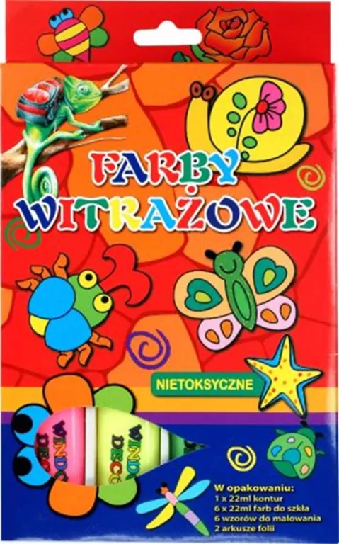 Farby witrażowe 22ml 6 kolorów + konturowa - tantis.pl