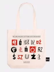 Torba bawełniania ecru. Polskie literki