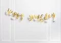Baner Happy Birthday z kwiatami złoty - tantis.pl