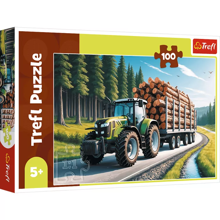 Puzzle 100 Ciągnik leśny TREFL - tantis.pl