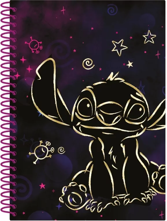 Kołobrulion B5 Disney Gold Stitch plastikowa spirala 100 kartek - tantis.pl