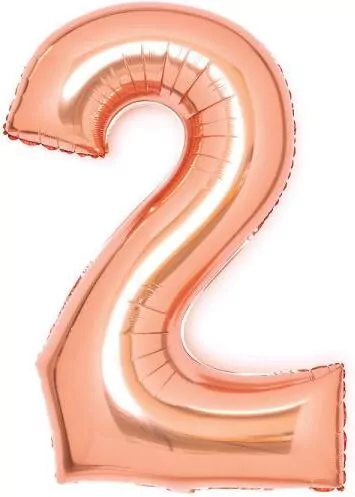 Balon foliowy cyfra 2 różowe złoto 51x66cm - tantis.pl
