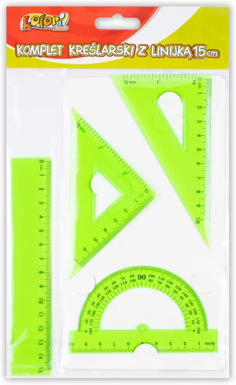 Komplet kreślarski z linijką 15cm. Zielony - tantis.pl