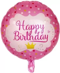 Balon foliowy Happy Birthday różowy