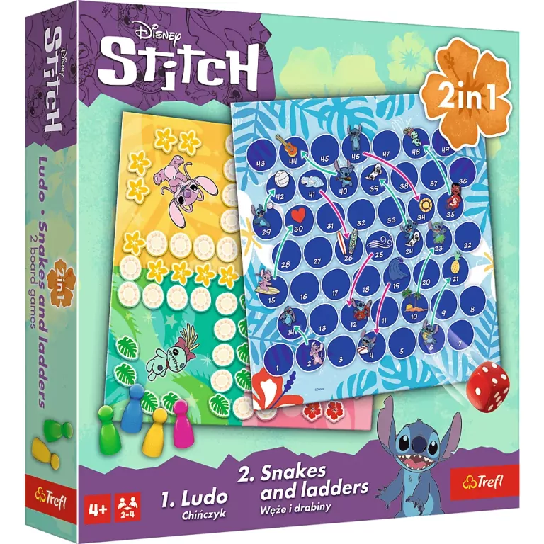 Disney Stitch 2w1 Chńczyk Węże i Drabiny Trefl - tantis.pl