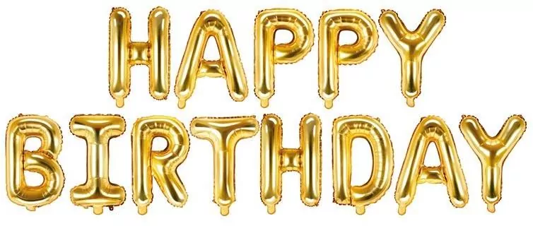 Balon foliowy. Happy Birthday. 340x35cm złoty - tantis.pl
