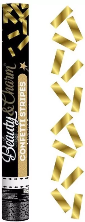 Konfetti pneumatyczne złote paski foliowe 40cm - tantis.pl