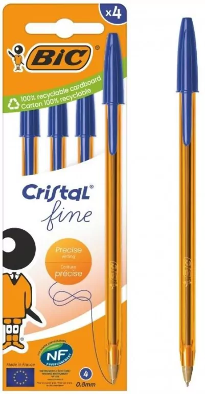 Długopis Cristal Original Fine niebieski 4szt BIC - tantis.pl