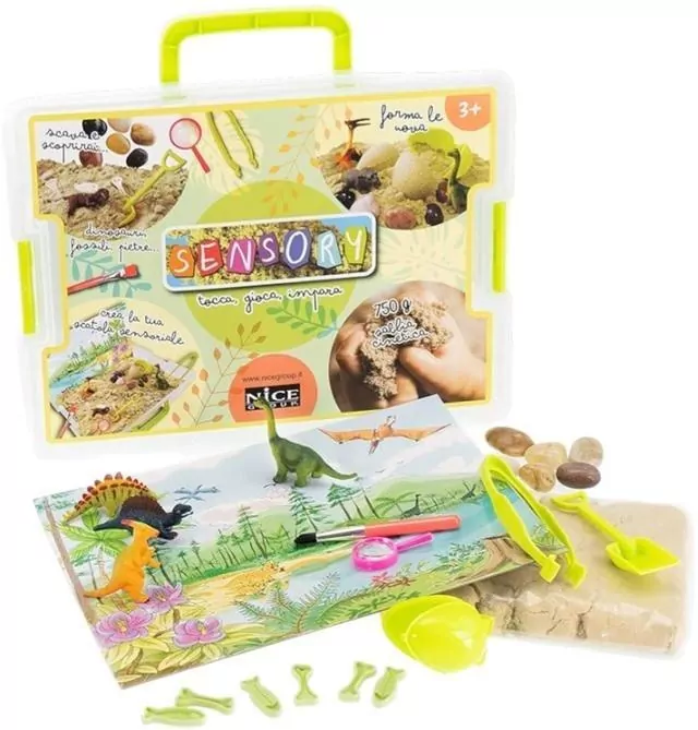 Piasek kinetyczny w skrzynce Sensory Dinozaury - tantis.pl