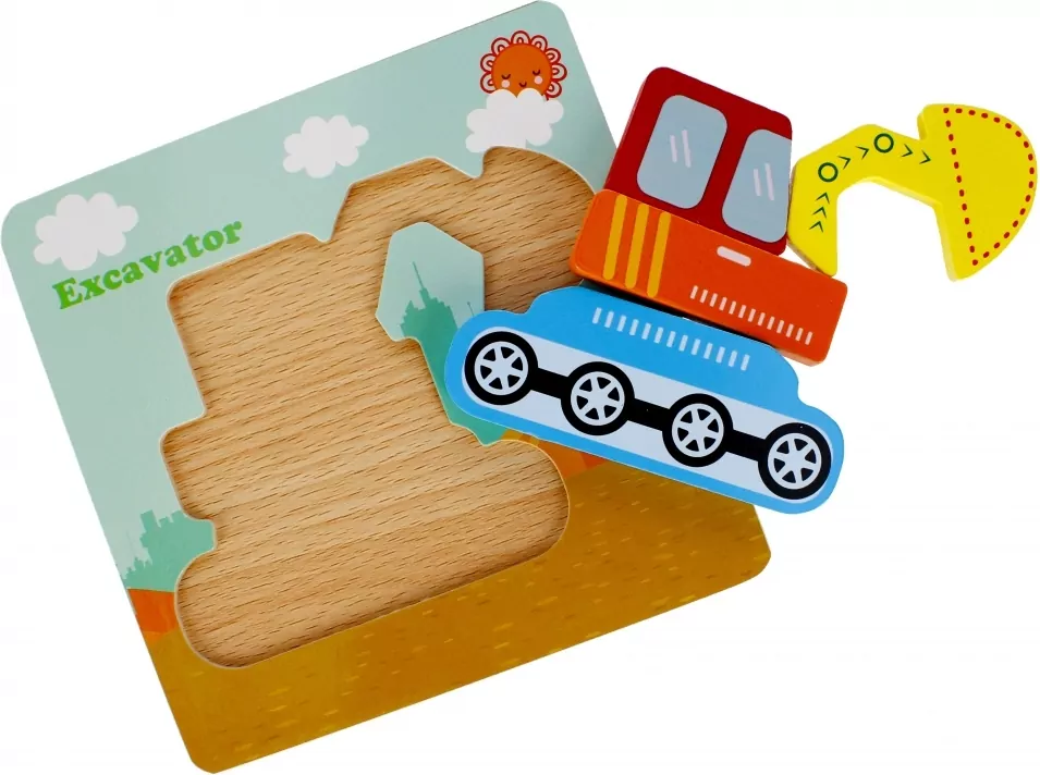 Układanka drewniana koparka 4 elementy - tantis.pl