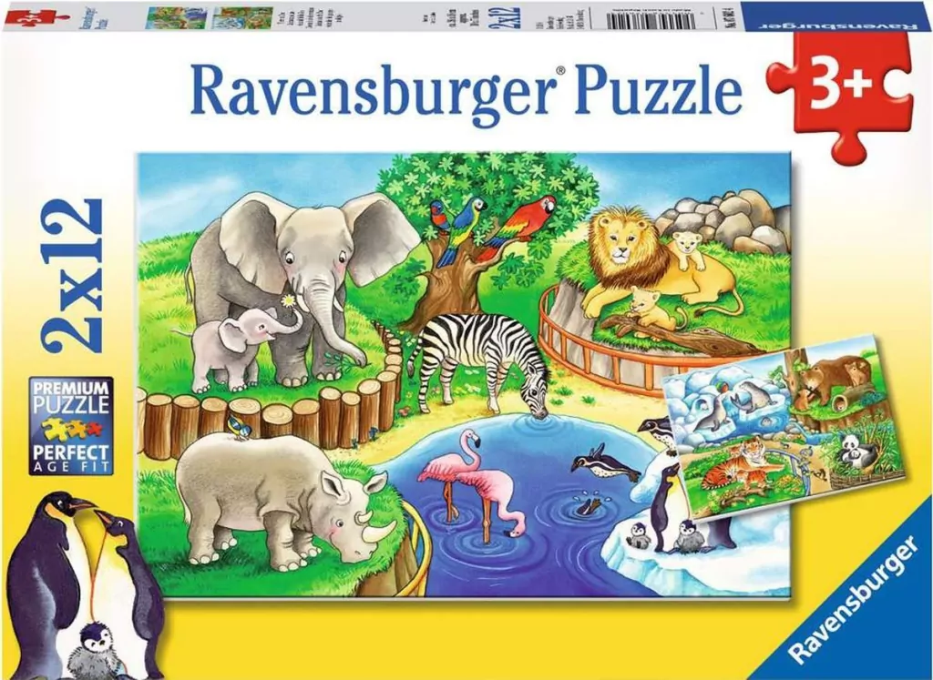 Ravensburger. Puzzle 2x12. Zwierzęta w Zoo - tantis.pl