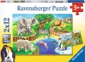 Ravensburger. Puzzle 2x12. Zwierzęta w Zoo - tantis.pl