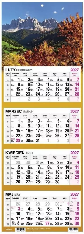 Kalendarz 2027 Czterodzielny Krajobraz górski - tantis.pl